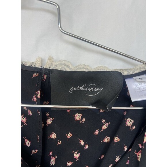 Rachel Comey Floral Silk Blouse Cowl Neck Top Lace Trim Small Cottage Prairie - Picture 6 of 8